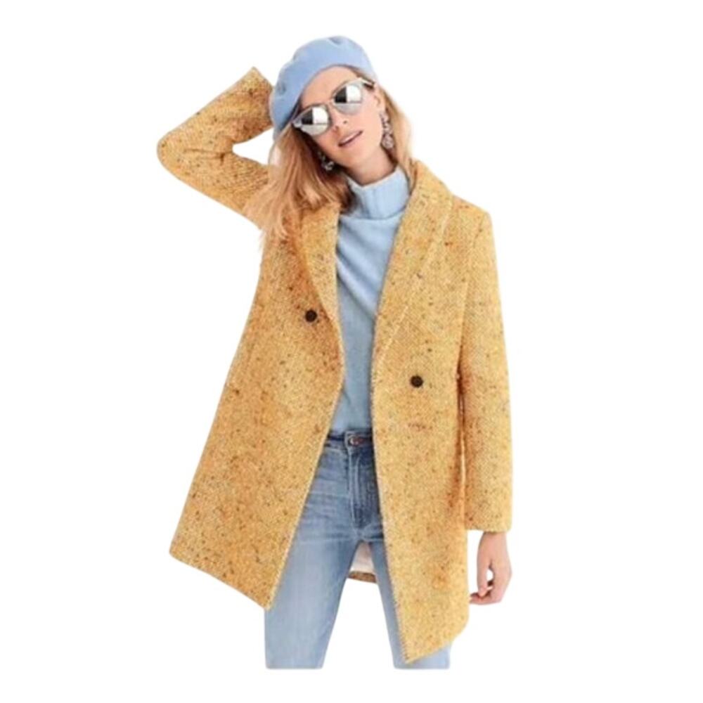 J CREW Daphne Tweed Coat Size 6 Golden Yellow Wool Blend Jacket